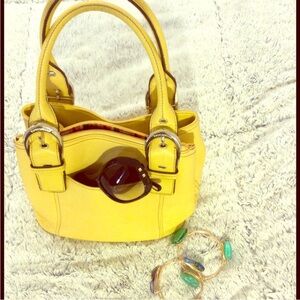 Tignanello Yellow Women's Leather Tote Handbag